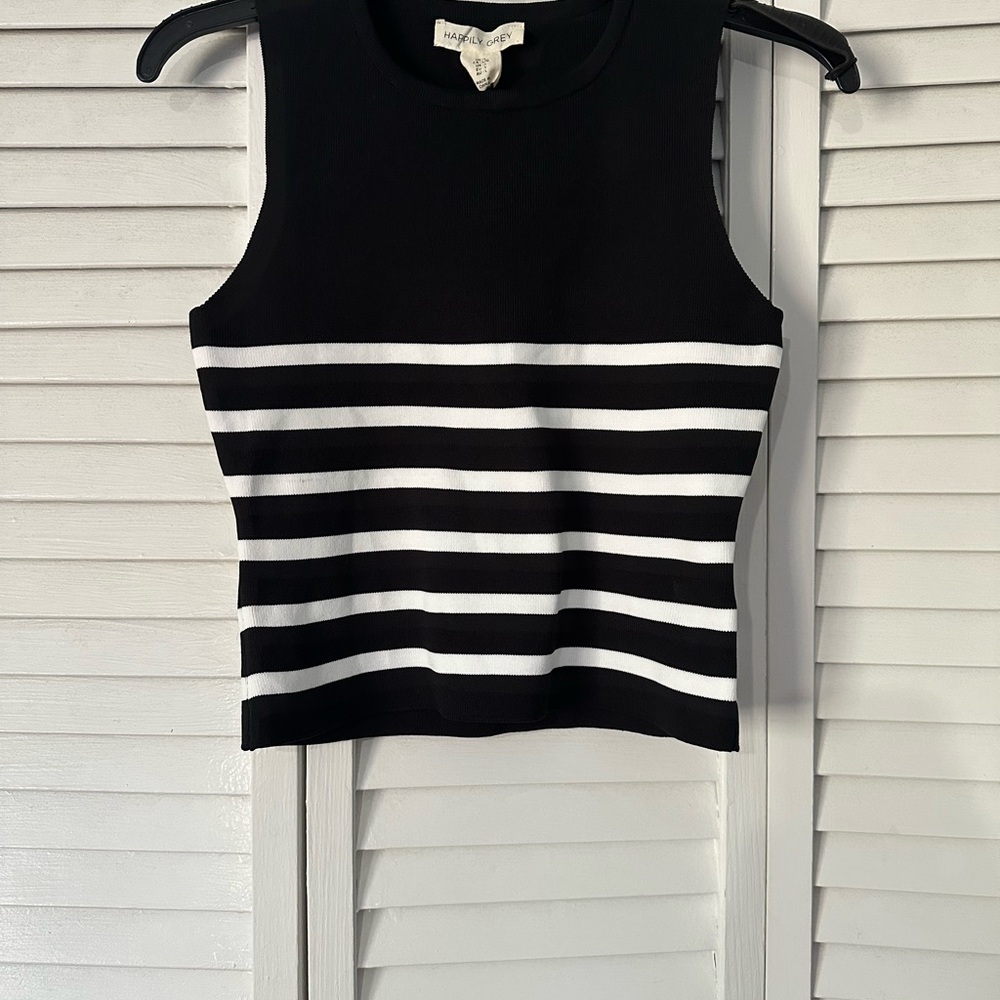 Black and White Striped Crop Top size large
